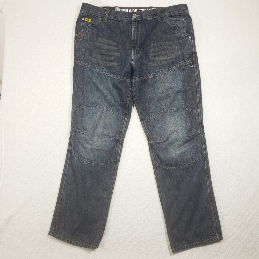 Iron Workers Motorcycle Jeans Mens 38 Dark Blue Kevlar Riding Bilt 2829‎